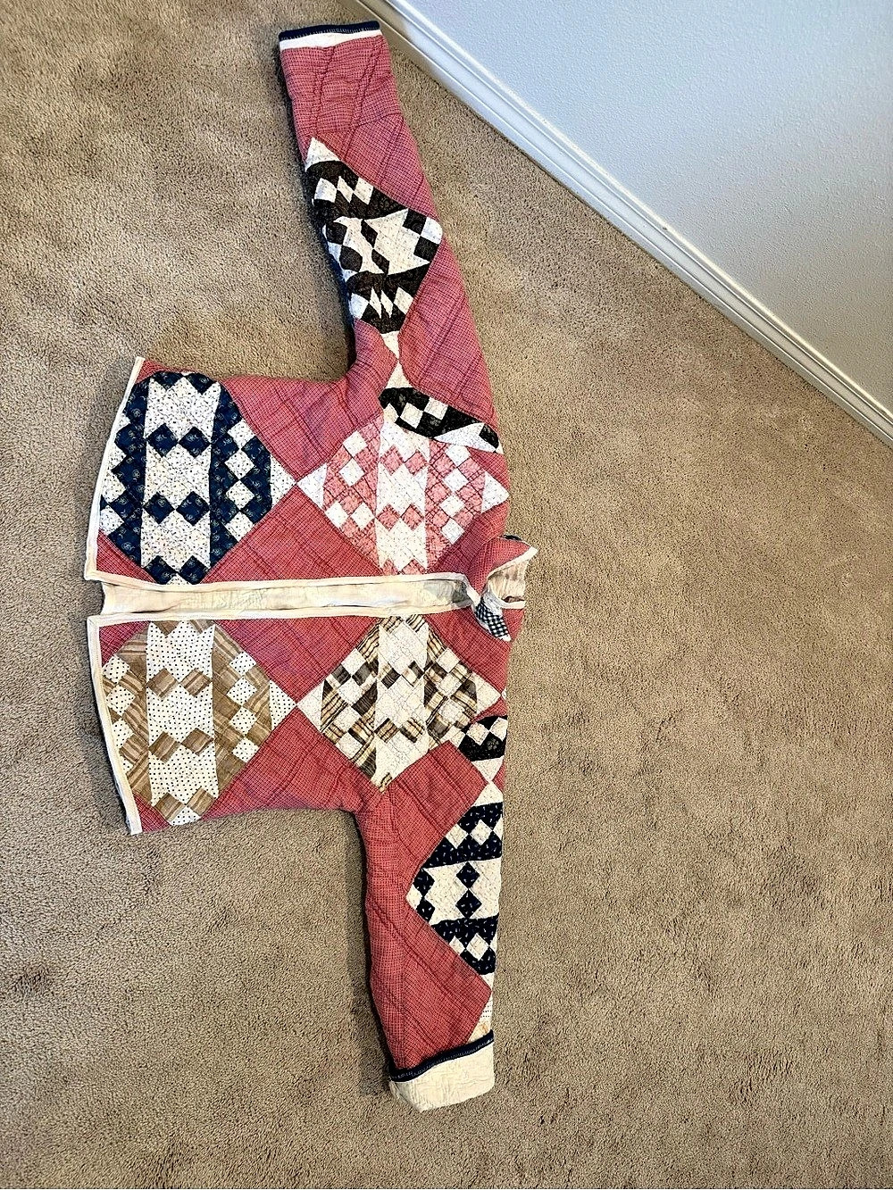 Patchwork Quilted Vest in Red & Blue
